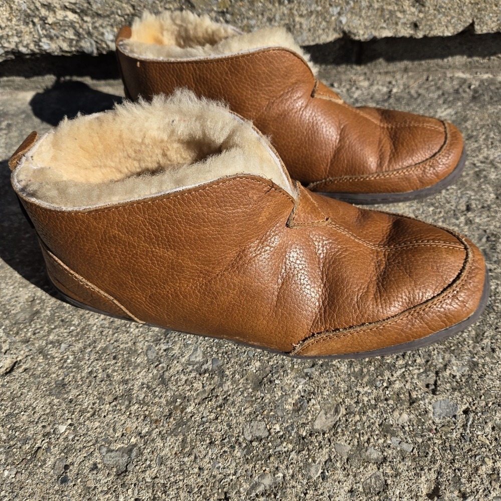 Cabela's Men's Size 9 Brown leather slipper boots Shearling Lined